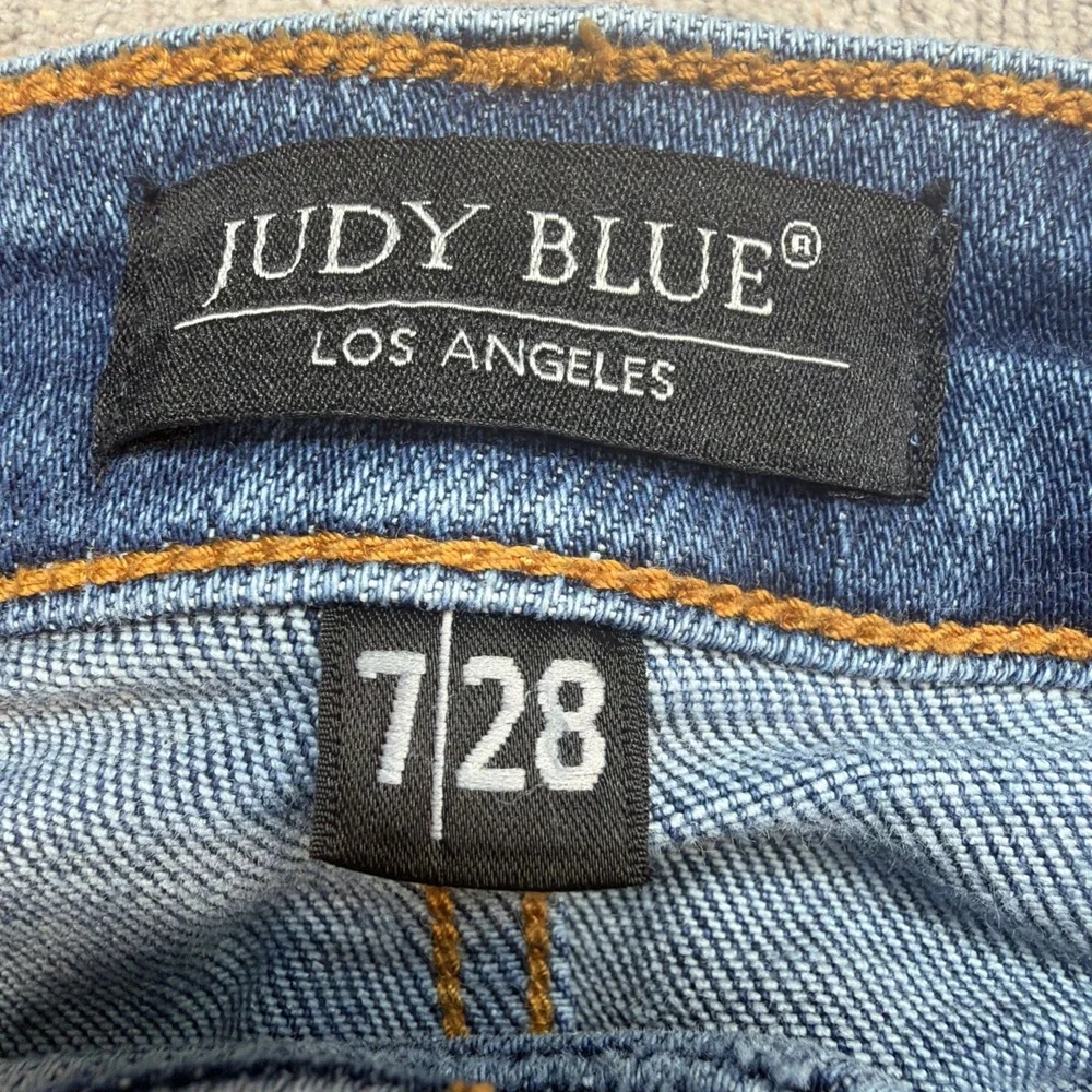 Judy Blue Dad Jeans Women‎ 7/28 High Rise Straight Leg Stretch Medium Wash